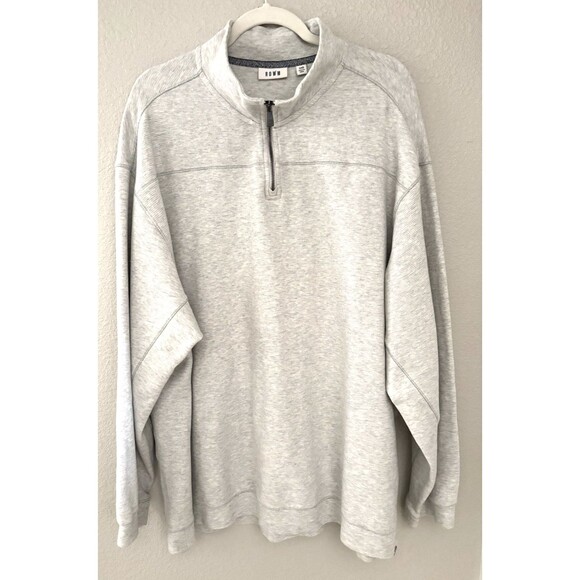 Dillard's Rowm Men's Pullover Quarter Zip 3XB Tall White Gray 100% Cotton warm - Picture 1 of 9